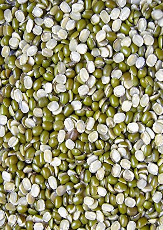 Close up photo of split moong / mung lentils