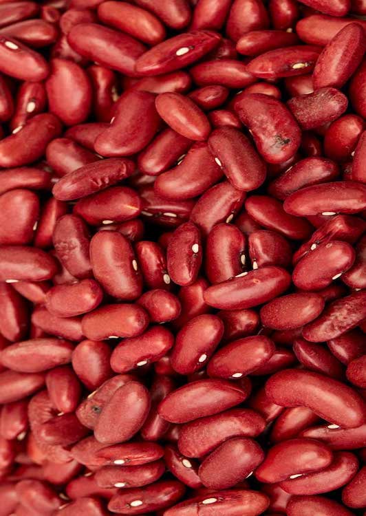 Close up image of red kidney beans, rajma