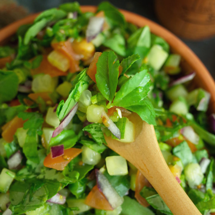Methi Gholana / Kachumbar - Fresh Fenugreek Herb Salad