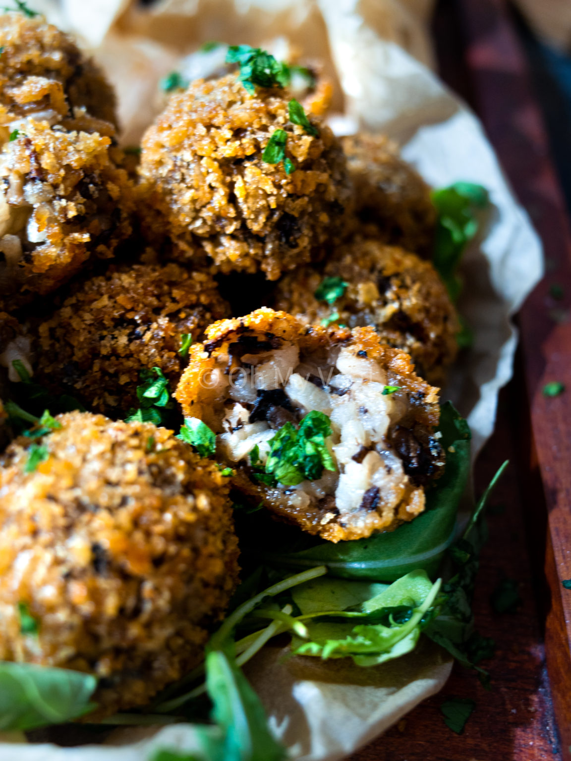 Mushroom Arancini, Vegan