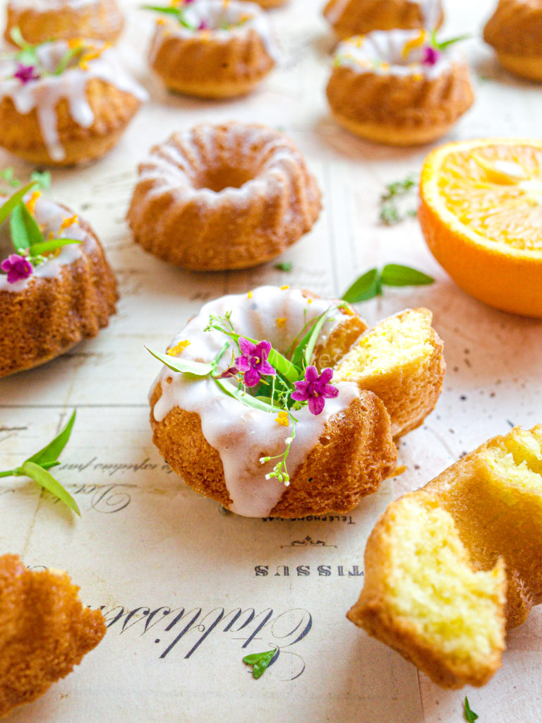 Orange and Cardamom Mini Bundt Cakes, Orange Blossom Glaze