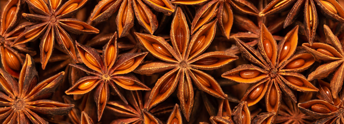 Close up of star anise spice. 