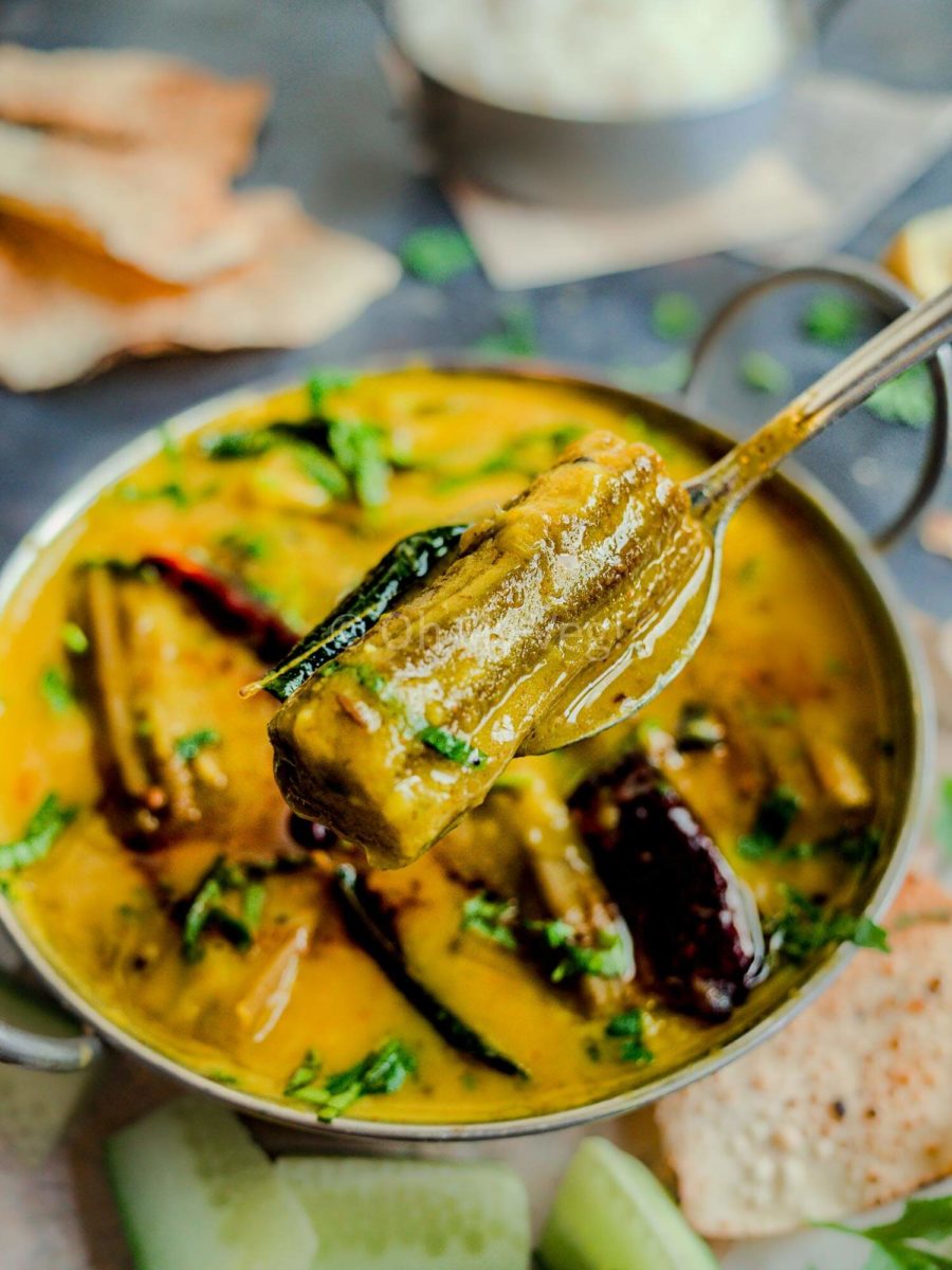 Moringa dal on a spoon.