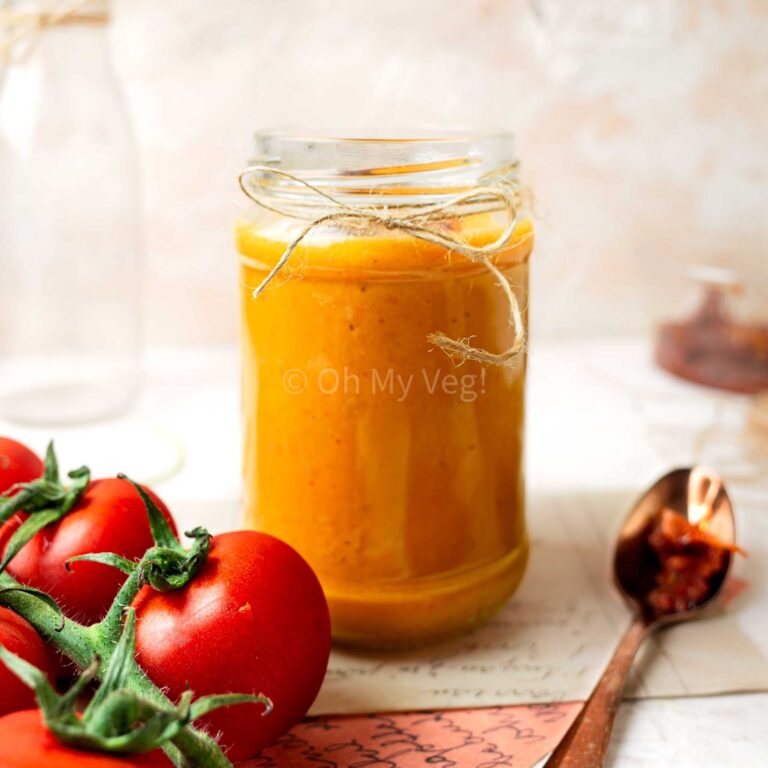 Jar of sundried tomato dressing.