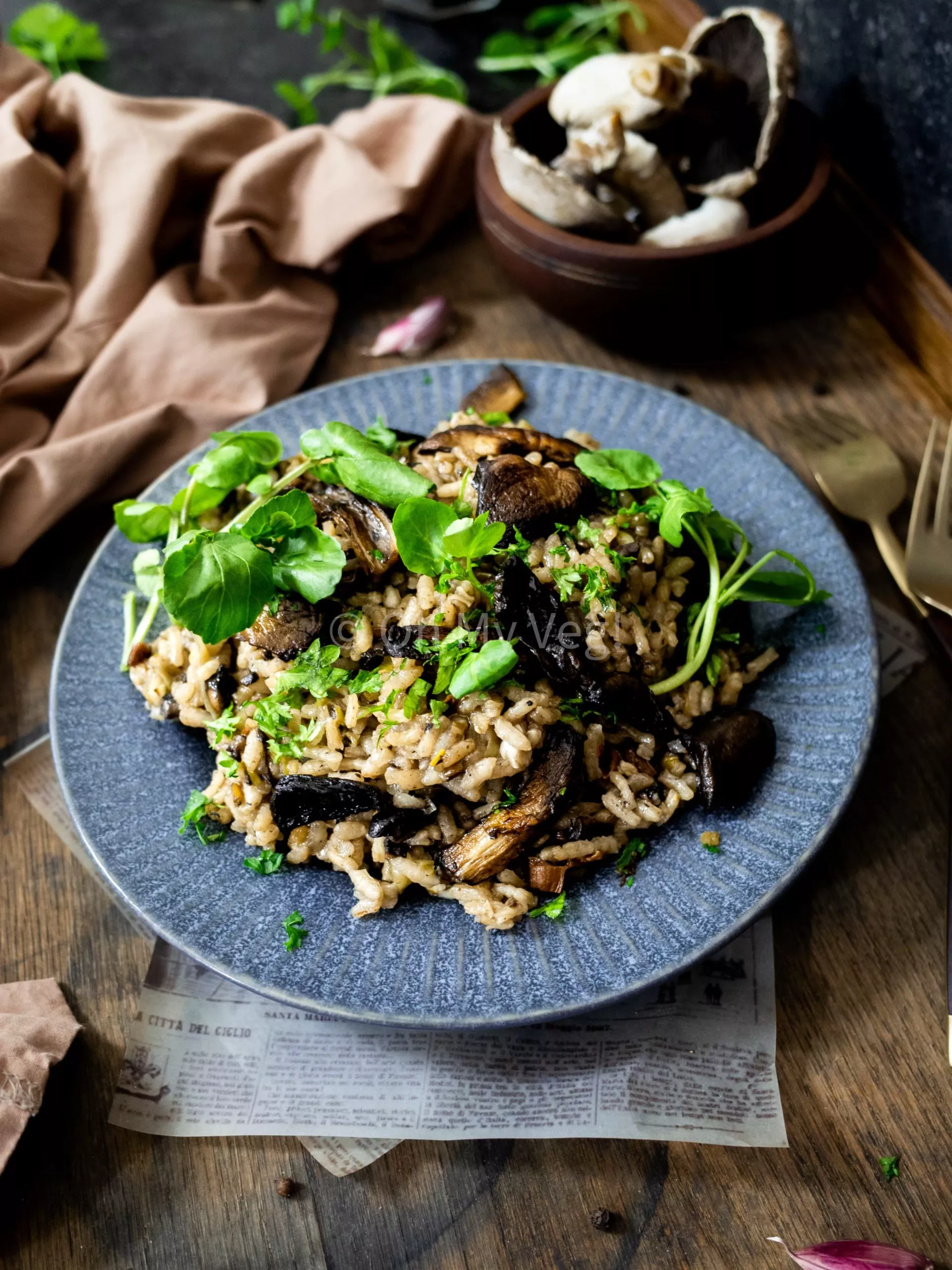 Creamy Mushroom & Leek Risotto (Vegan, Gluten Free)