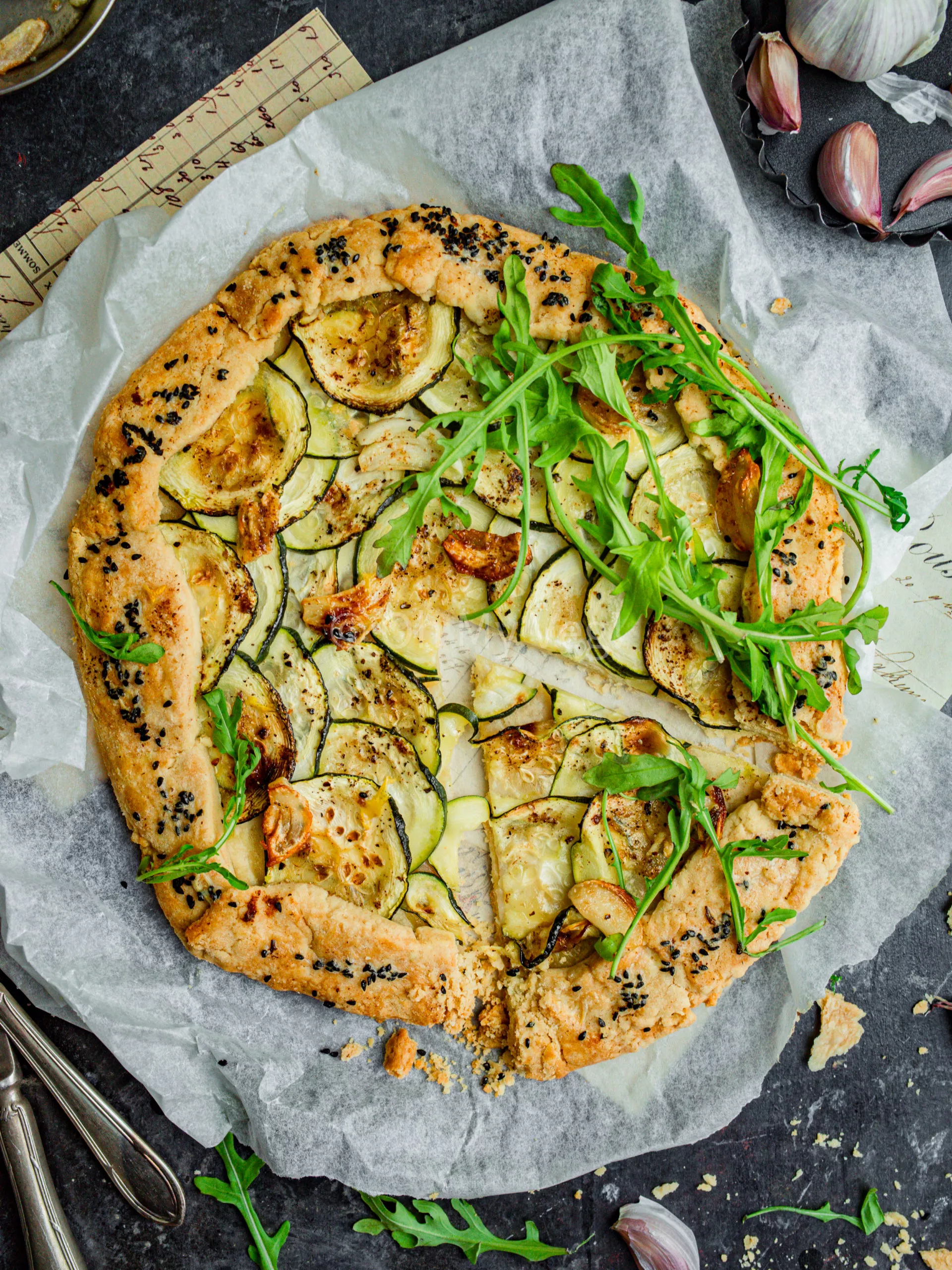 Courgette Galette with Garlic Butter and Feta