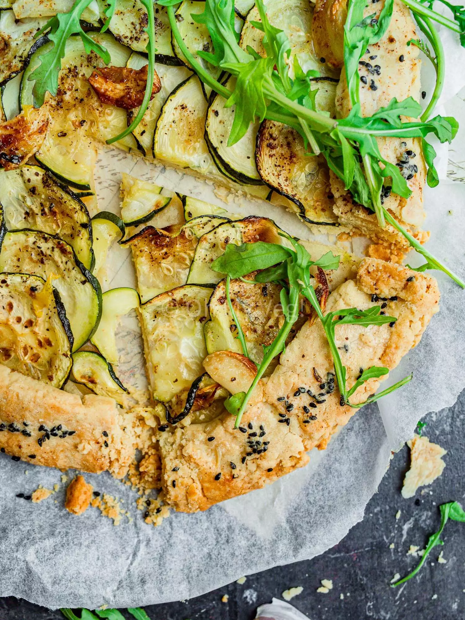 Courgette and feta galette slice. 