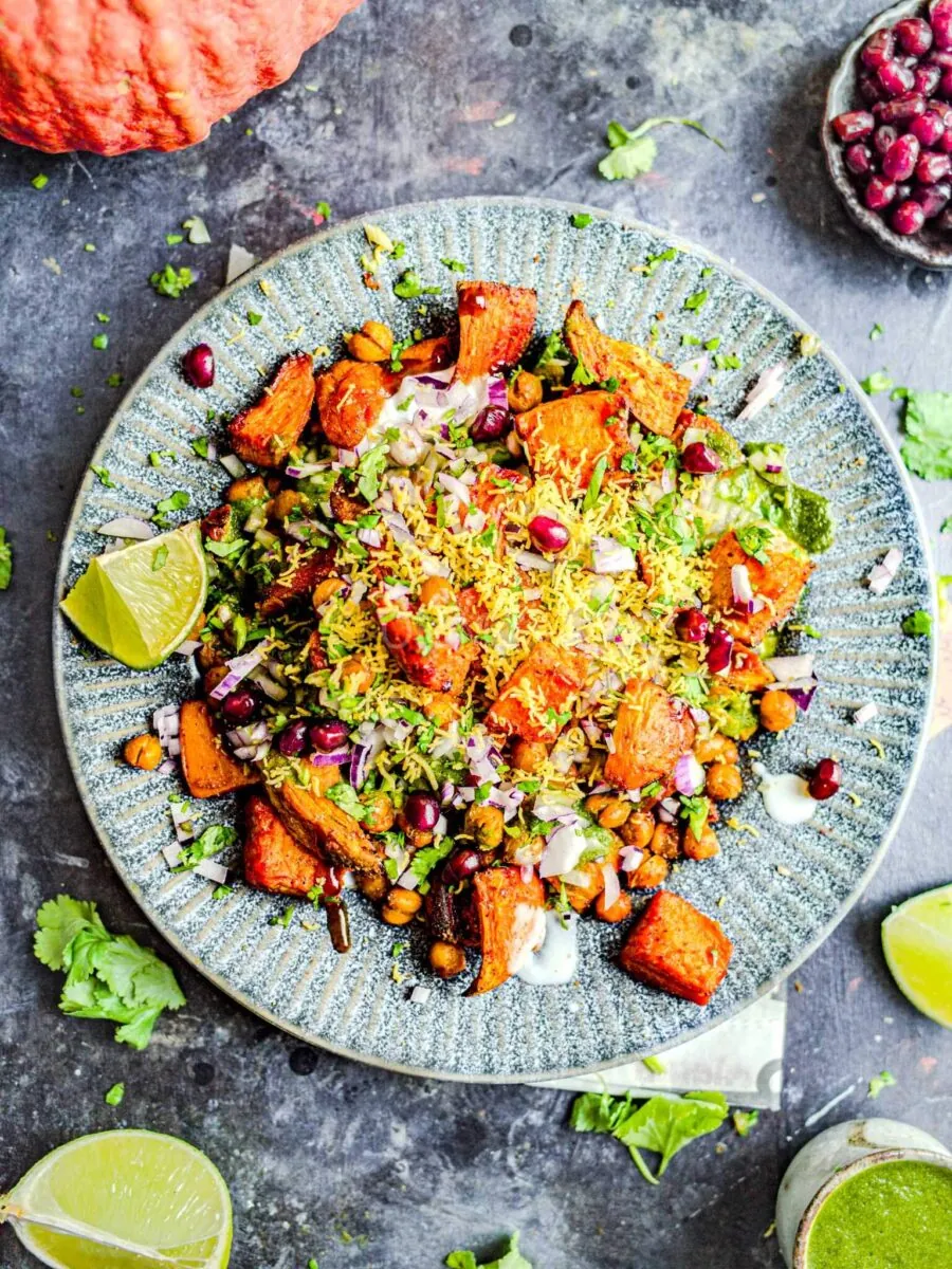 Shakarkandi chaat with lime.
