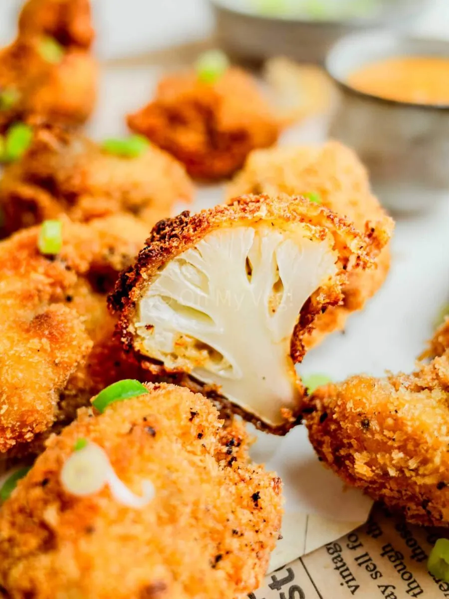 Inside cauliflower nuggets.