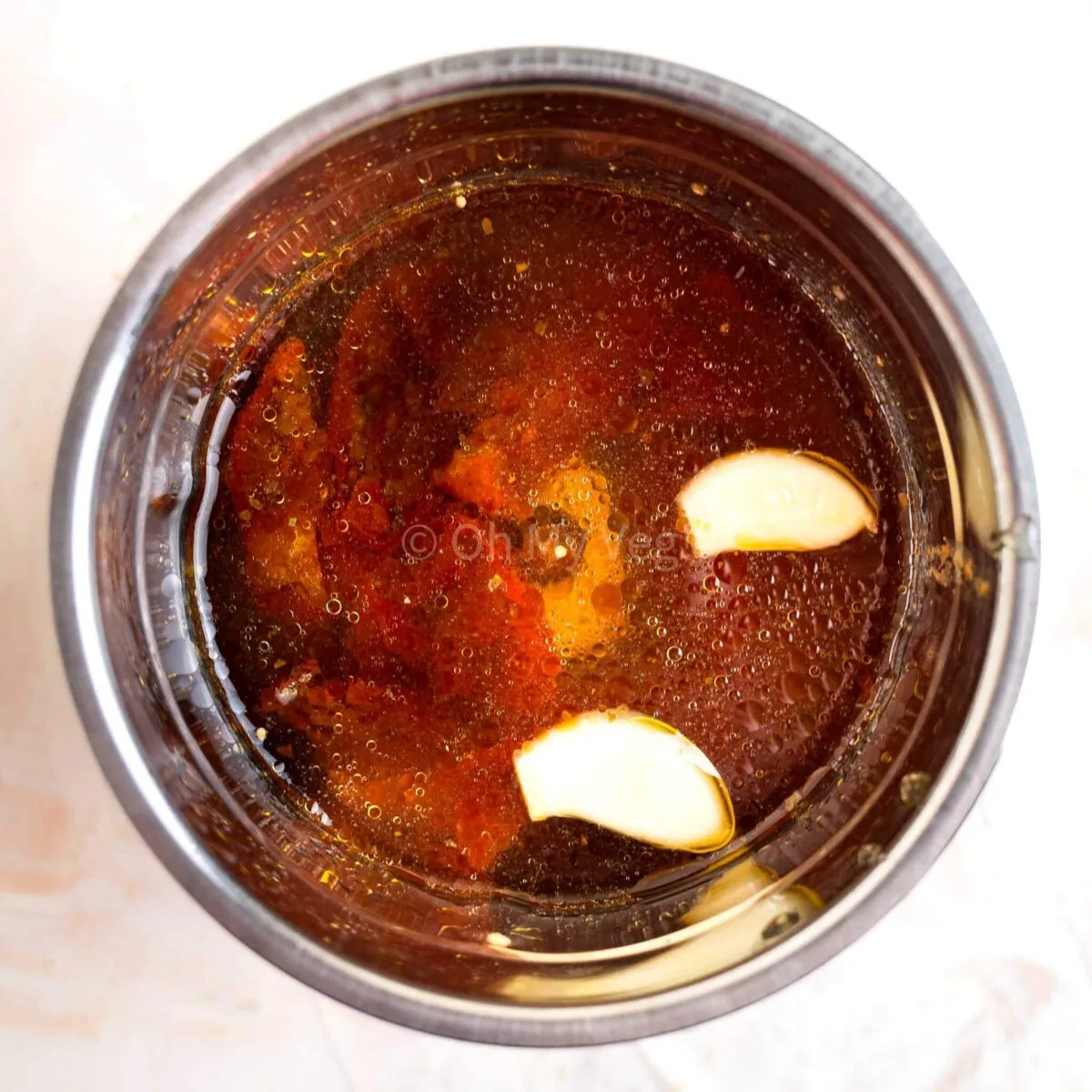 Ingredients in a jar ready to be blended.